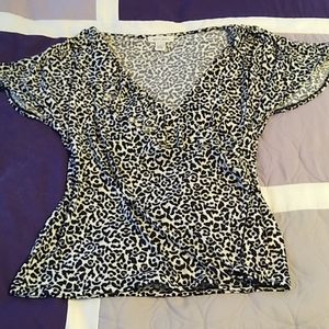 White House Black Market Animal Print Top